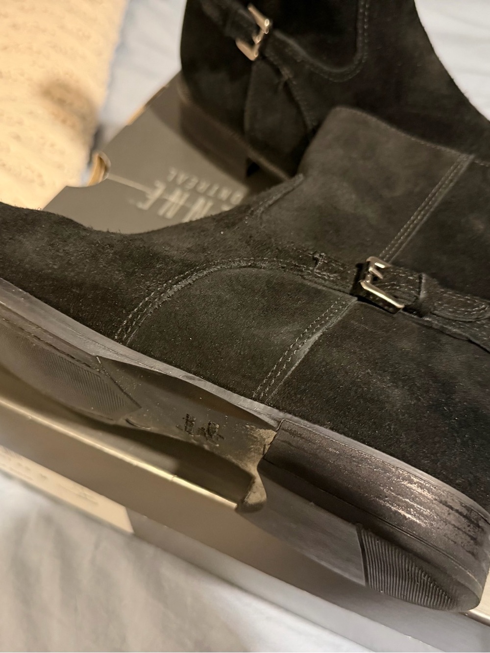 La CANADIENNE Black Suede Ankle Booties with Buckle